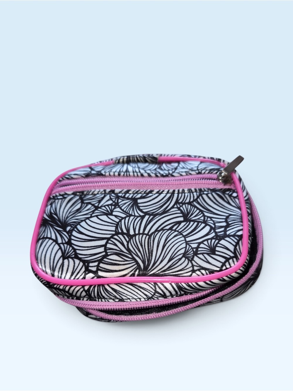 Black & Pink Floral-Print Cosmetic Pouch